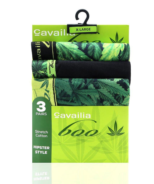 Men's Cotton Weed Leaf Print Underwear 3-Pack Hipster Style Boxer