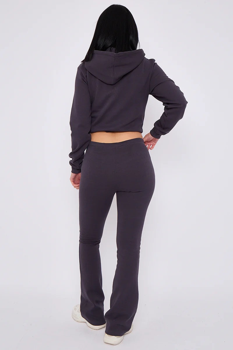 Interlock Cropped Full Zip Hoodie and Bell Bottom Trouser Set