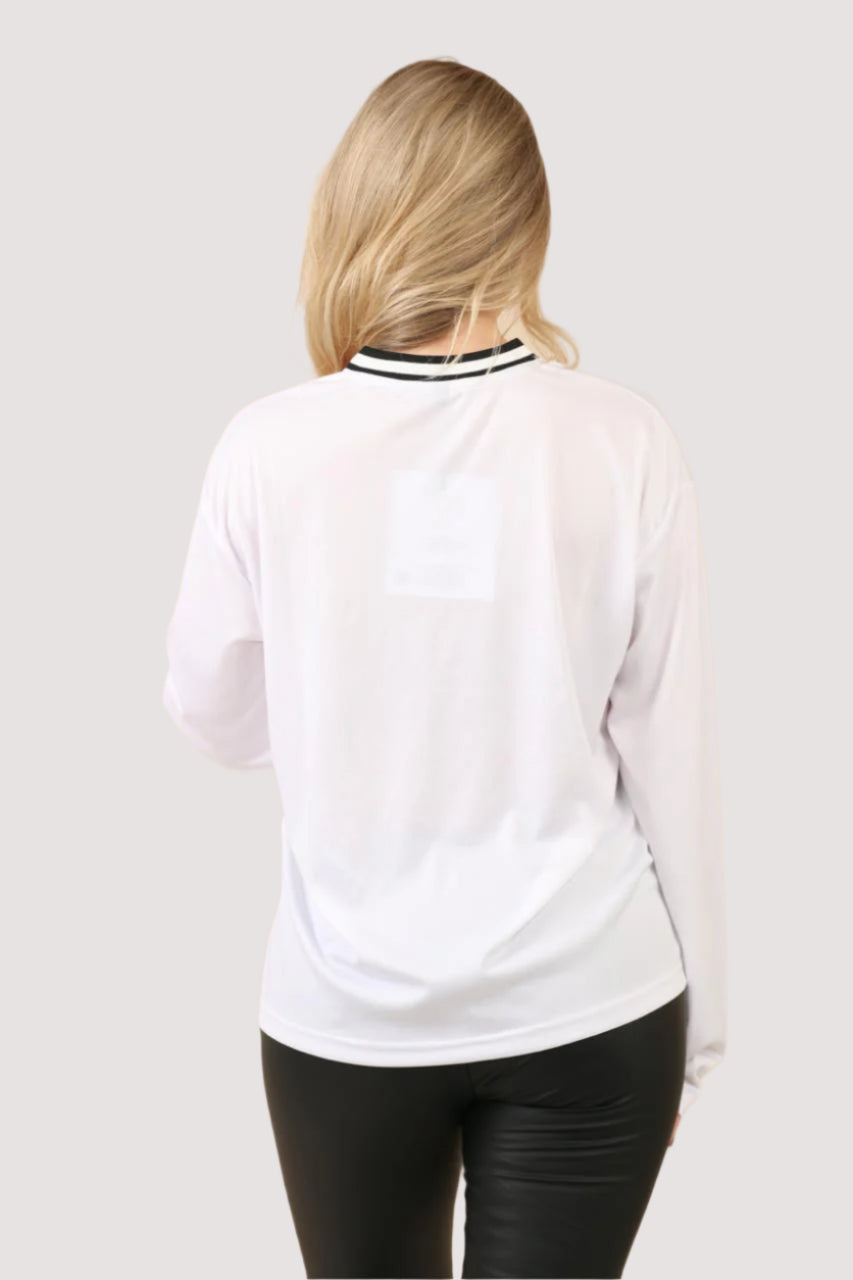 Oversized Long Sleeve Sports Football Jersey V-neck T-shirt
