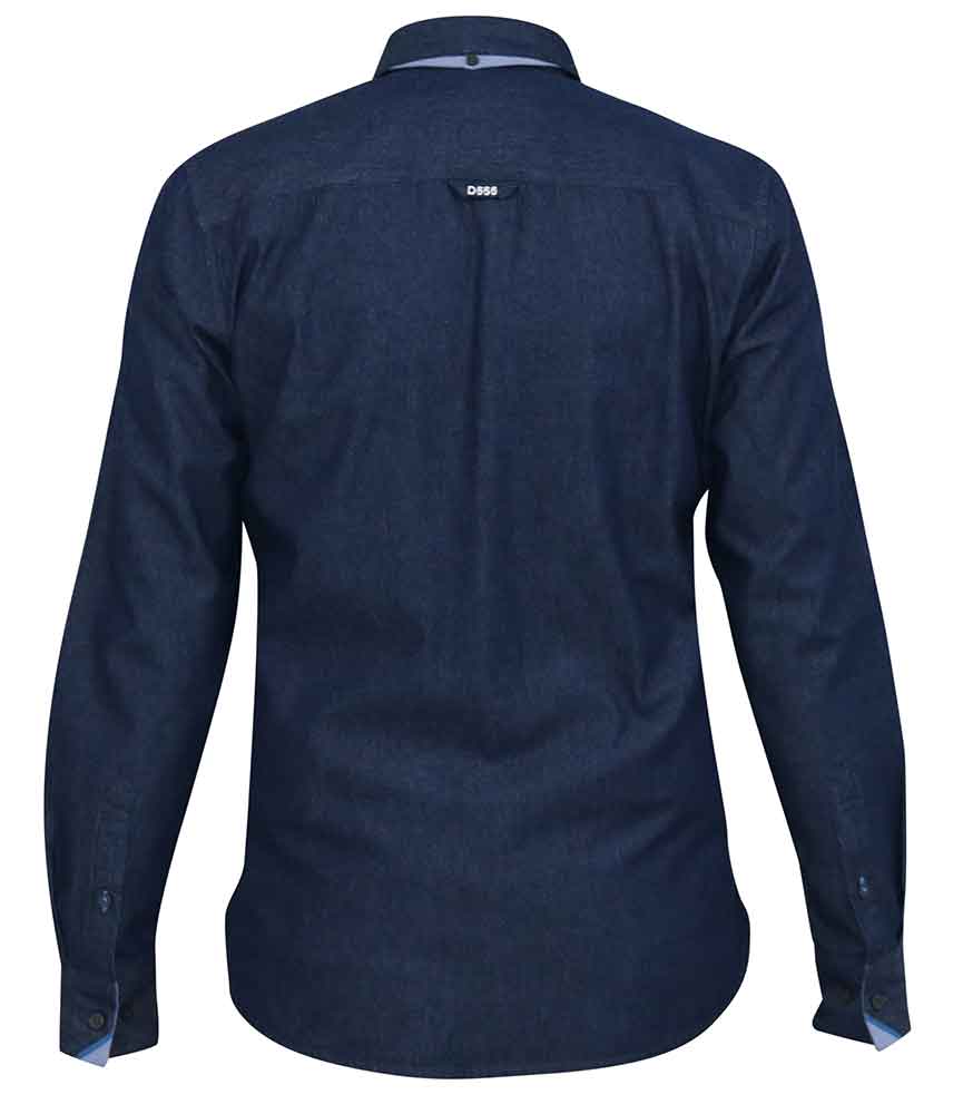 D555 Button Down Denim Shirt with Chest Pocket Plus Size