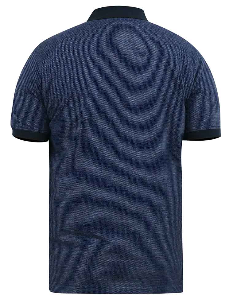 D555 Duke Navy Short Sleeve Jersey Jacquard Polo Shirt Plus Size