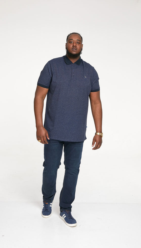 D555 Duke Navy Short Sleeve Jersey Jacquard Polo Shirt Plus Size