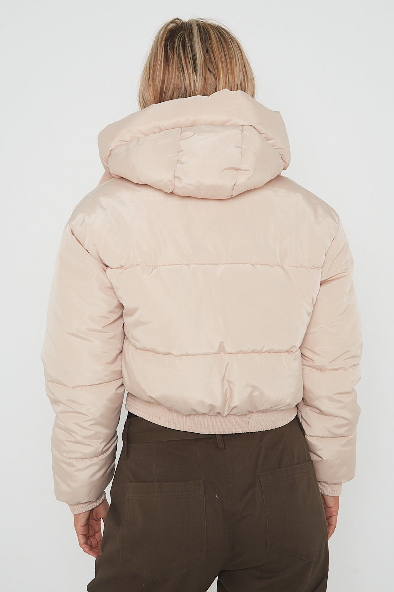 Cropped Puffer Coat with Hood