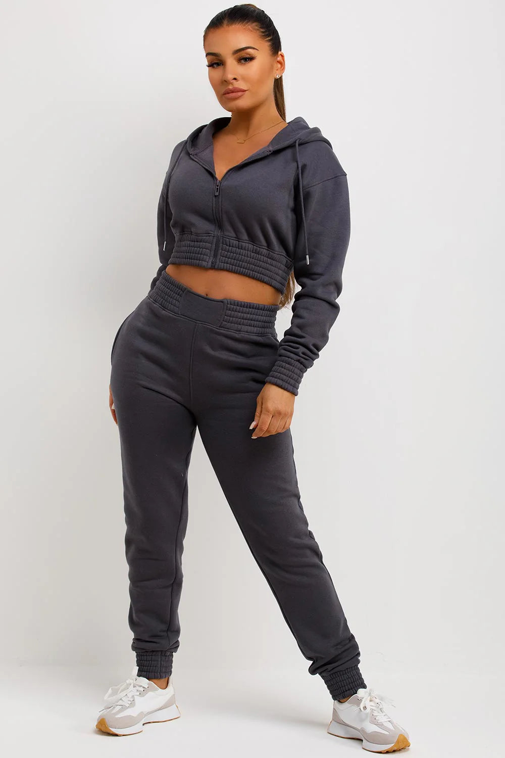 Cropped Hoodie & Joggers Tracksuit Set