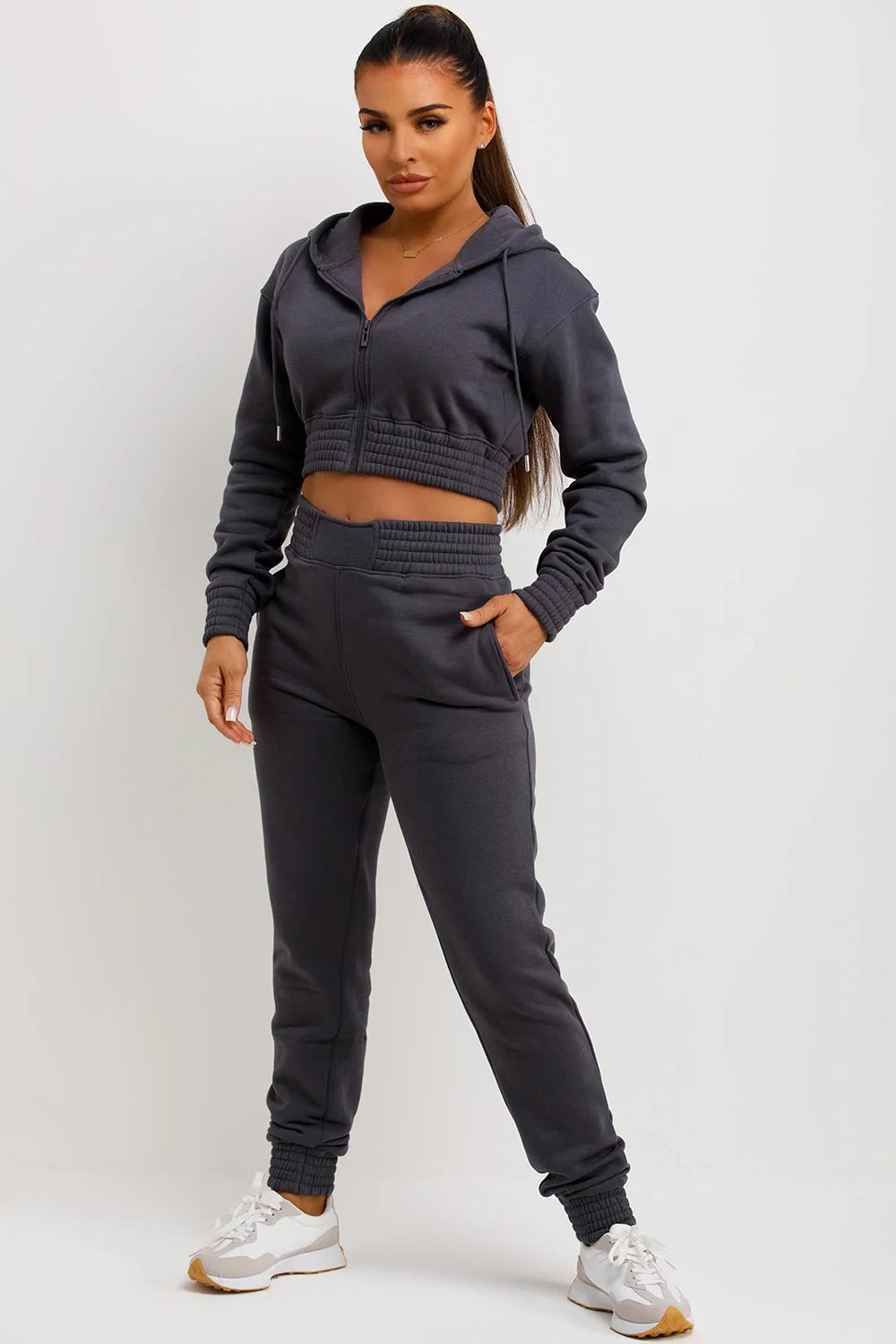 Cropped Hoodie & Joggers Tracksuit Set