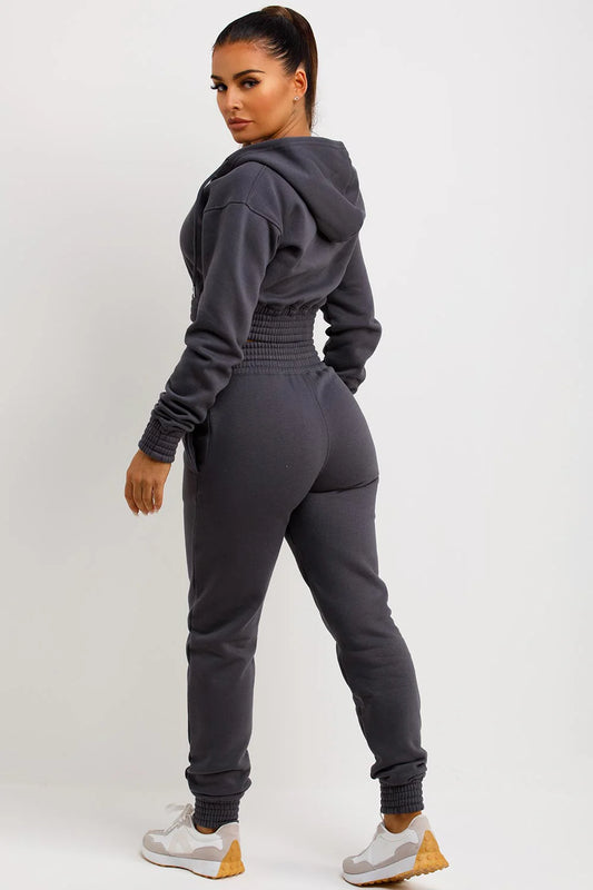 Cropped Hoodie & Joggers Tracksuit Set