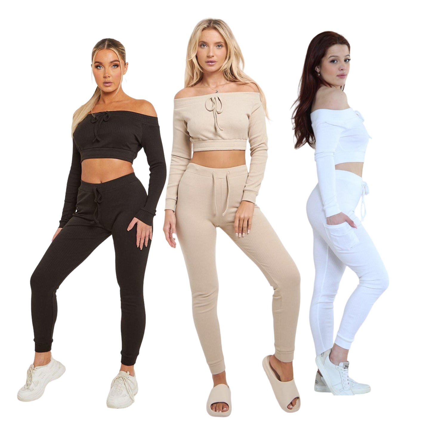 Ribbed Off-Shoulder Top and Leggings Co-ord