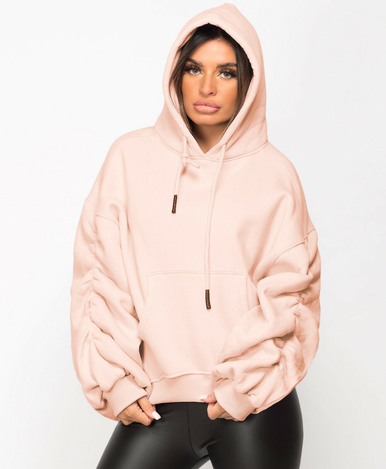 Ruched Sleeve Hoodie