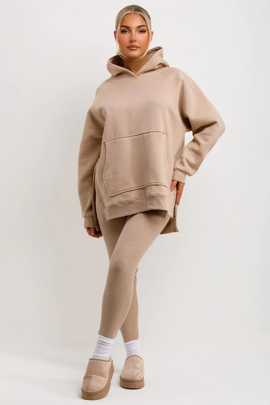 Oversized Hoodie & Ribbed Leggings Set - 19 colours