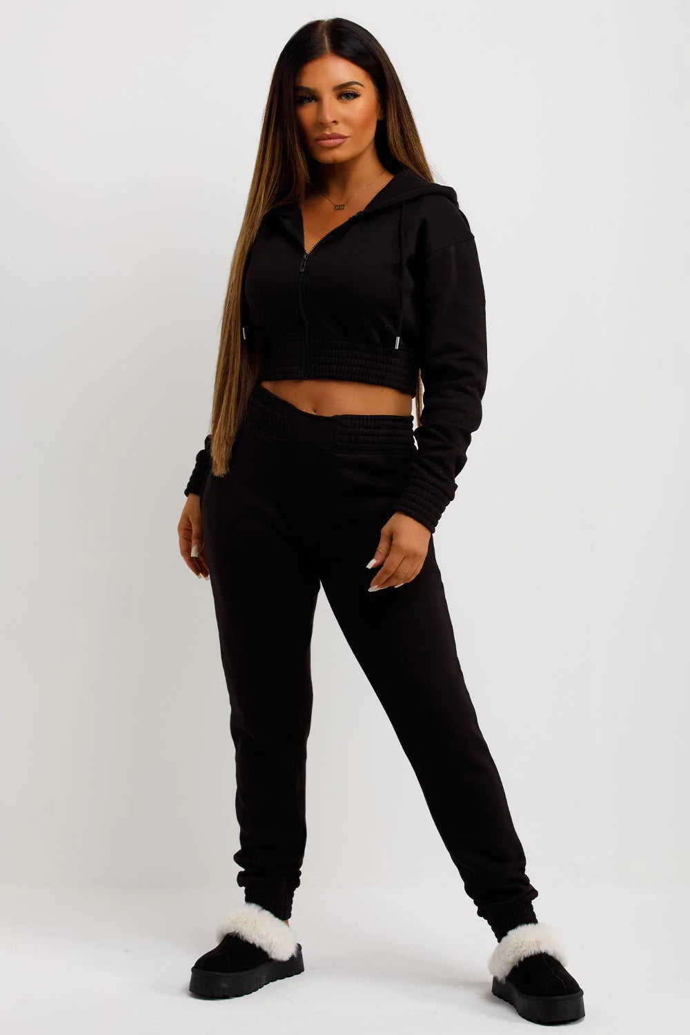 Cropped Hoodie & Joggers Tracksuit Set