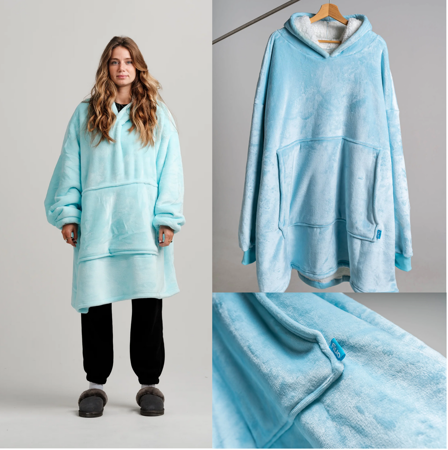 Oversized Hoodie Extra Thick Sherpa Fleece Lined Soft Blanket Hoodies UK Stock
