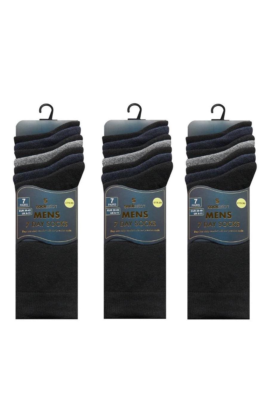 7 Pairs Men’s Cotton Crew Socks (UK 6–11)