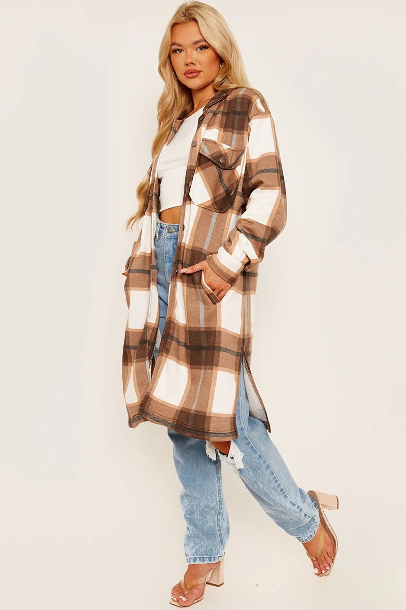 Hooded Oversized Check Shacket