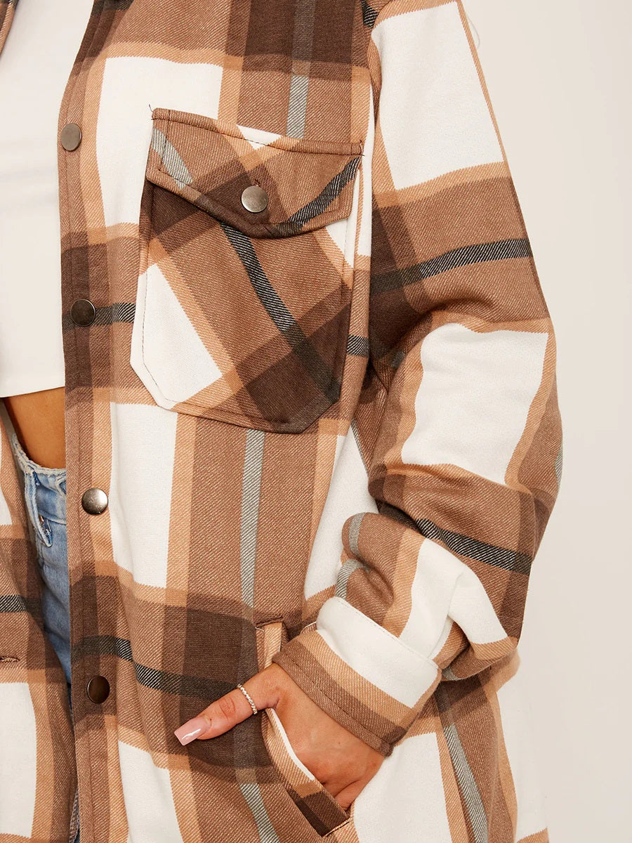 Hooded Oversized Check Shacket