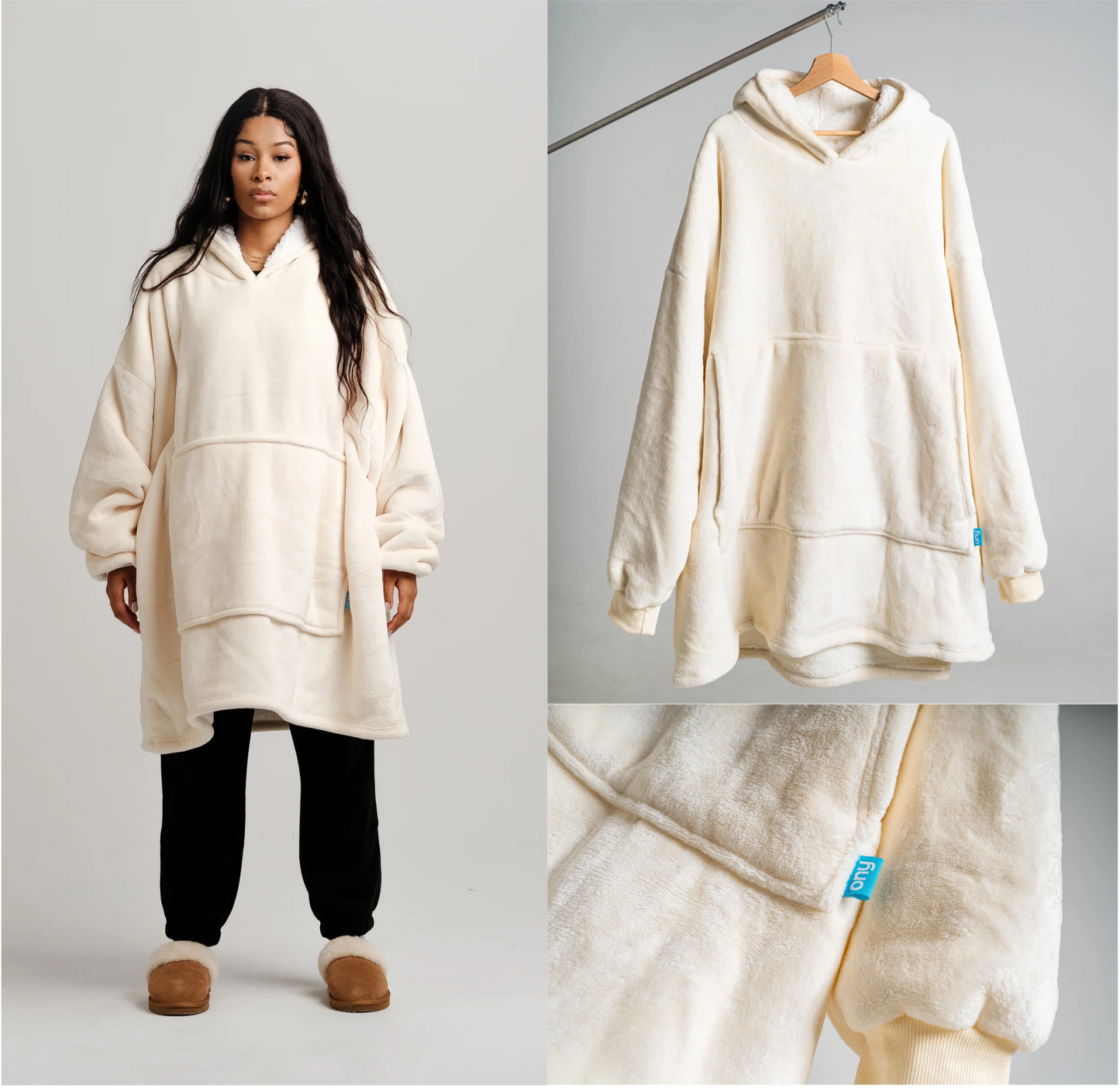 Oversized Hoodie Extra Thick Sherpa Fleece Lined Soft Blanket Hoodies UK Stock