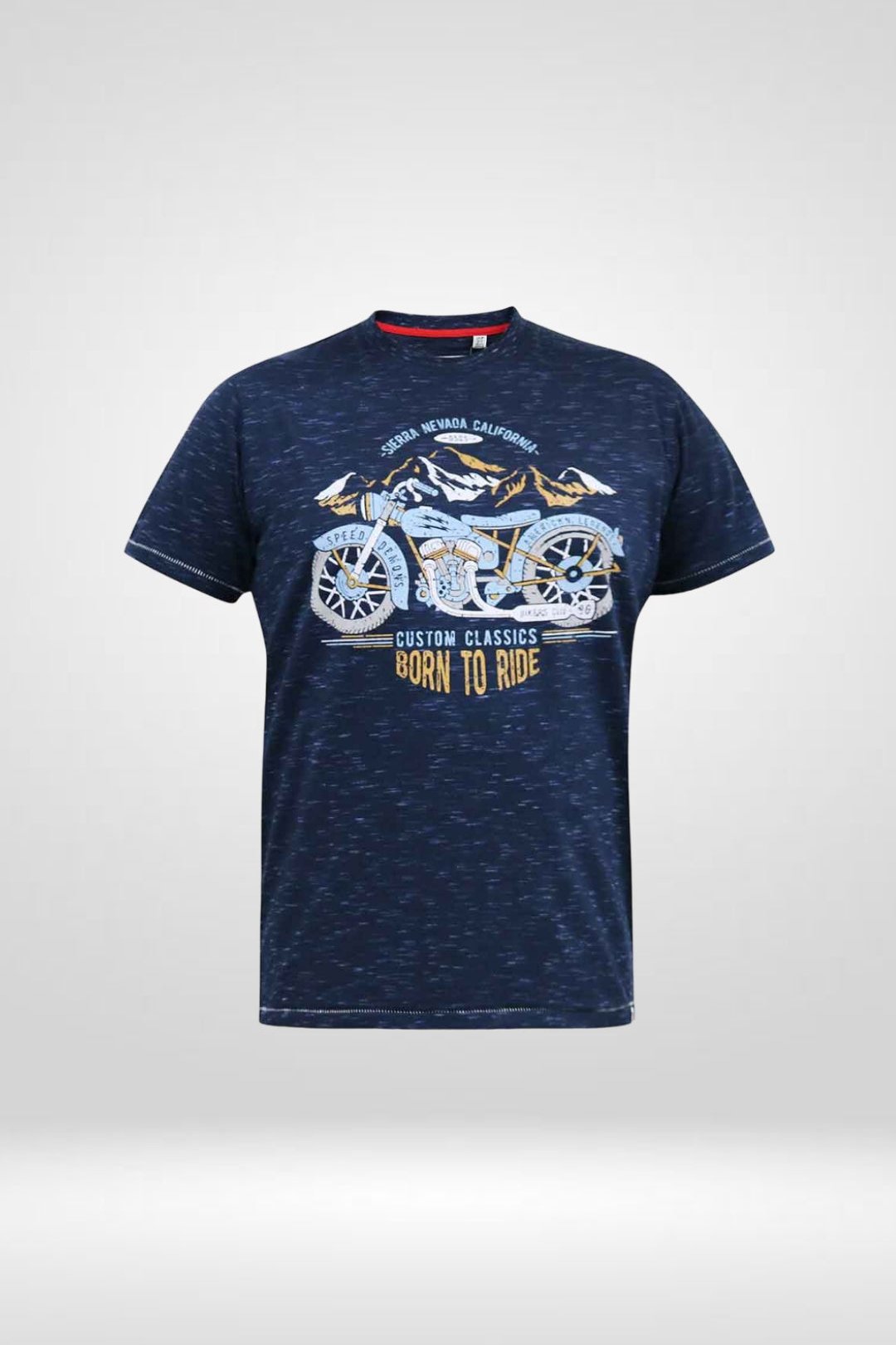 D555 Navy Motorbike Short Sleeve Graphic T-shirt Plus Size