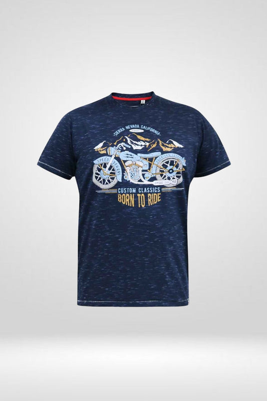 D555 Navy Motorbike Short Sleeve Graphic T-shirt Plus Size