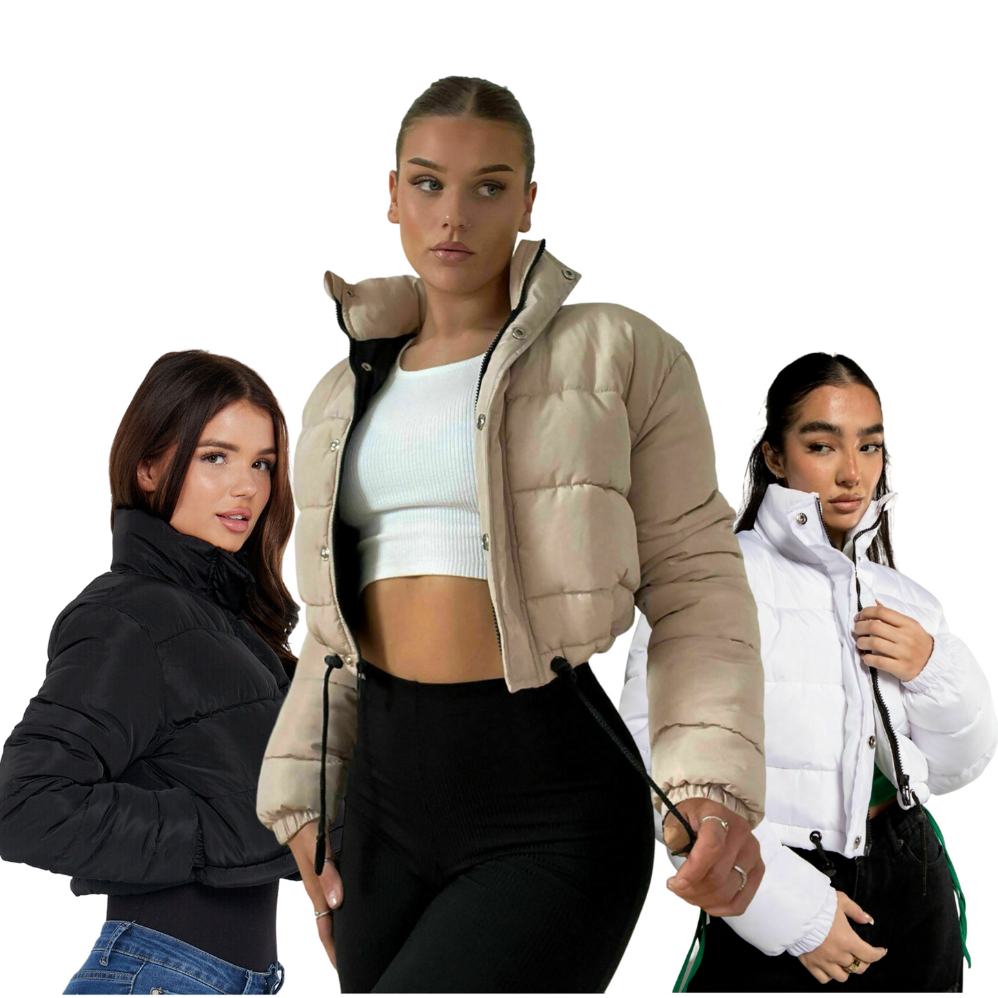 Cropped Puffer Coat Padded Quilted Jacket