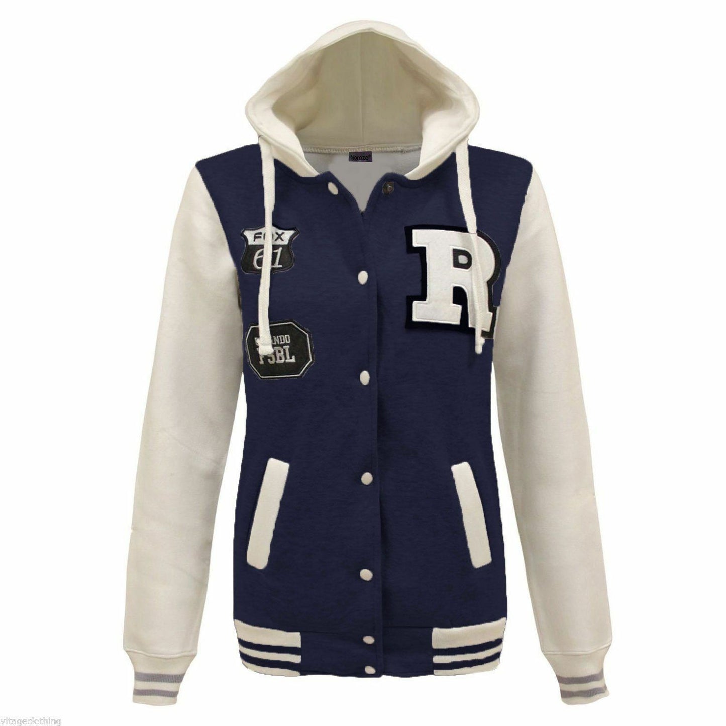 Children's "R" Logo Baseball Jackets. These Are Perfect For The Cooler Summer Days. They Are Press Stud Fastened At The Front.The Cuffs And Waist band Are Ribbed Elastic. 2 Pockets At the Front. Available In Sizes 3-14 In Navy Blue & White Option