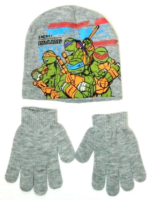 Teenage Mutant Ninja Turtle Grey Hat & Glove Set, Age 2-4 (52cm), Age 4-8 (54cm), 100% Acrylic, Official Merchandise