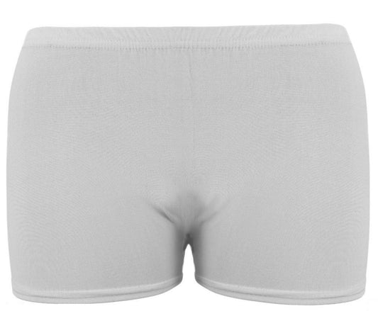 Lycra Shorts In White, Perfect For School Gym Or Dance Classes, Ages 5 to 14 95% Polyester & 5% Spandex