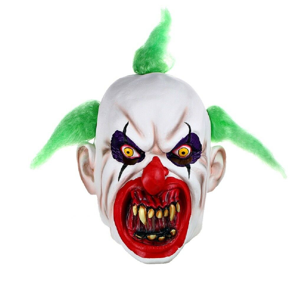 Halloween Snarling Green Clown Mask.