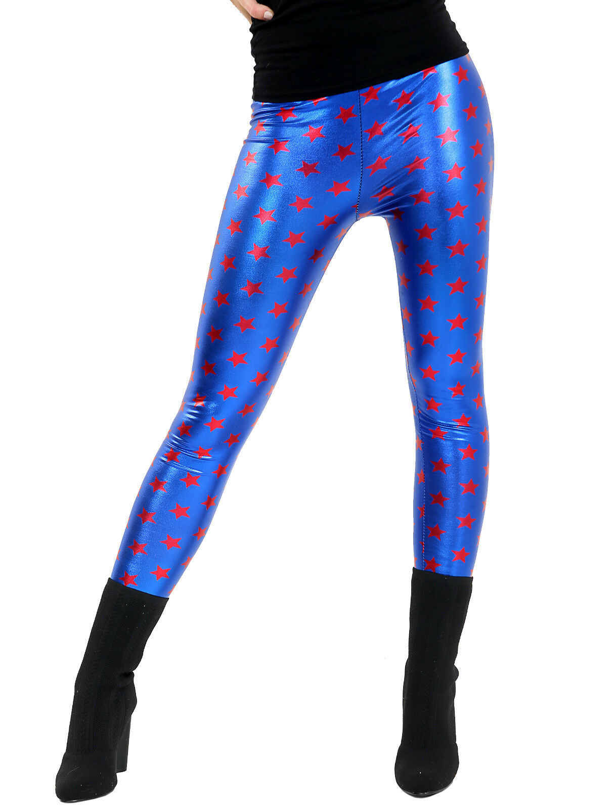 Girls Metallic Mermaid & Star Foil Leggings – Shiny Stretch Dance & Party Pants (Ages 3–13)