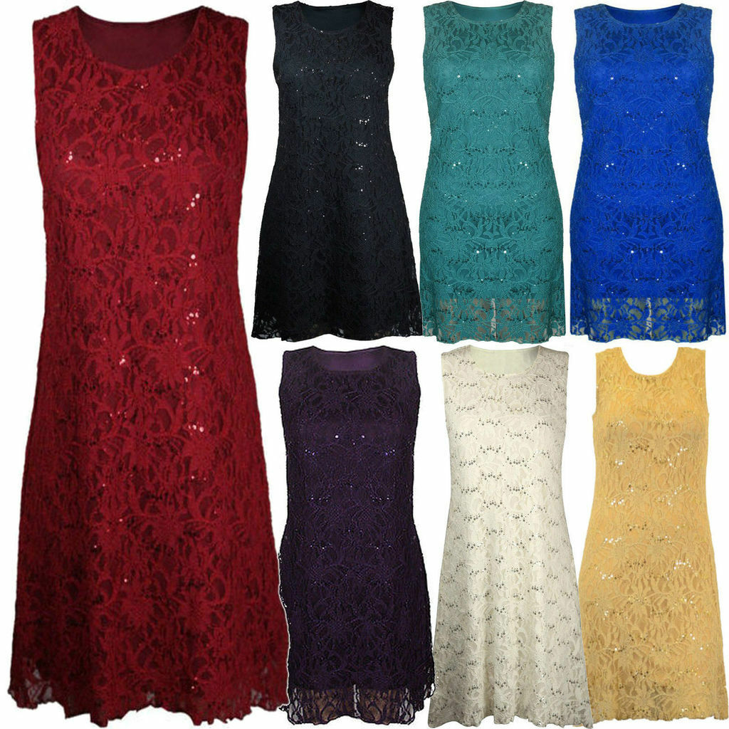 Ladies Lace & Sequin Overlay Dresses.