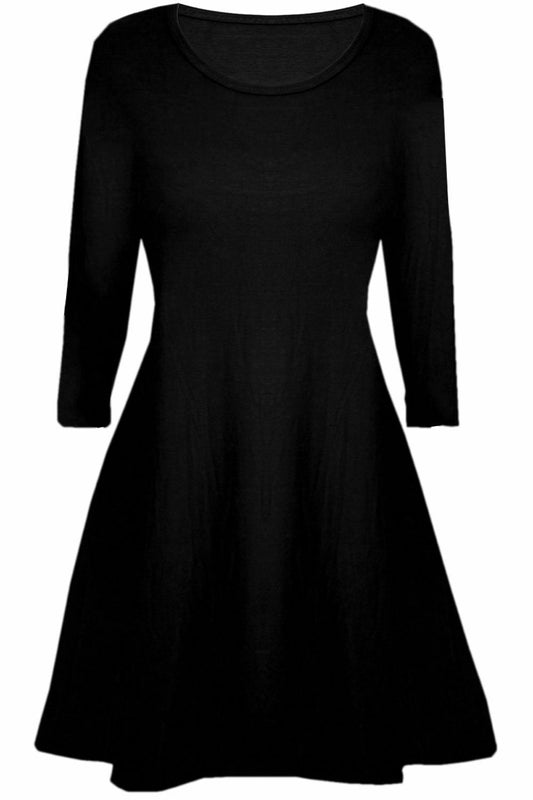 Children's Long Sleeve Skater Dress Age 5 To 13, Black, 100% Polyester