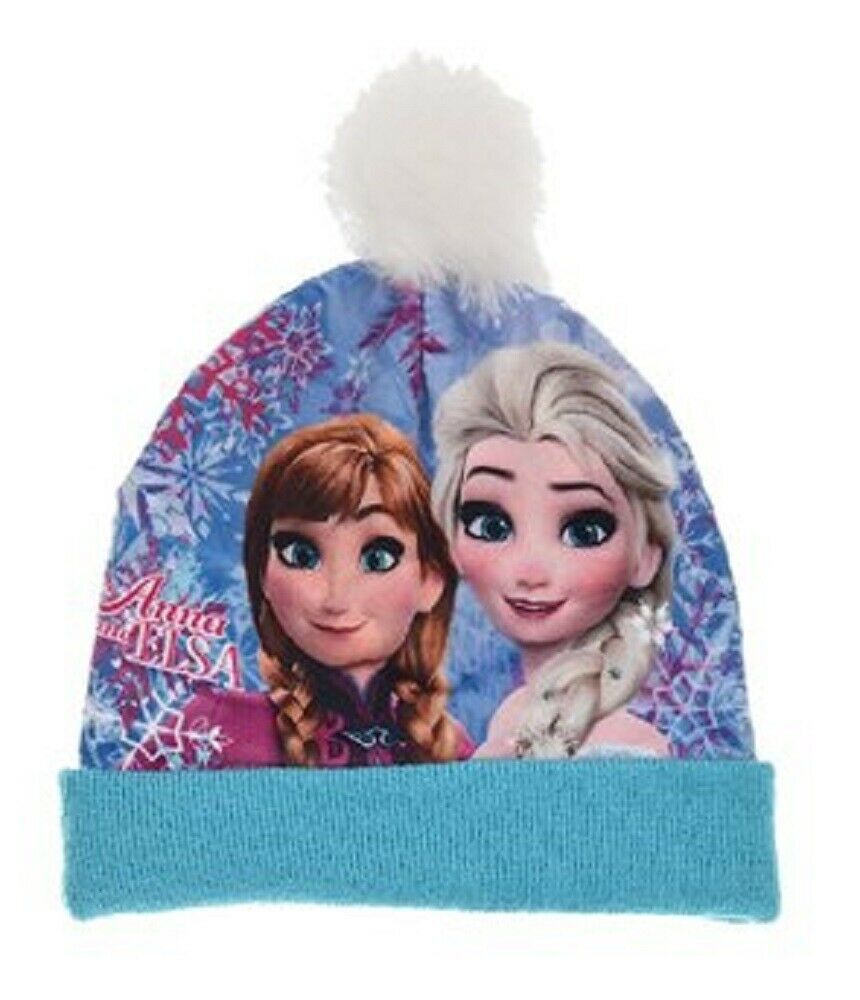 Children's Frozen Blue Anna & Elsa Bobble Hat,. These Are Perfect For Winter. Ages 2-8 Available. This Is Official Merchandise.