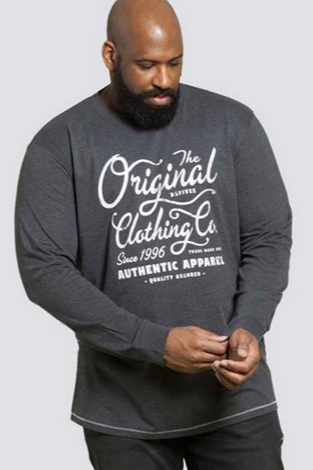 D555 Duke Grey Original Long Sleeve T-Shirt Plus Size