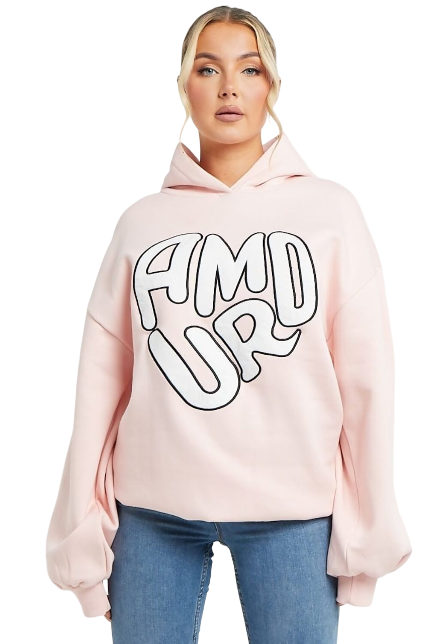 Amour Hooded Oversized Sweatshirt Hoodie