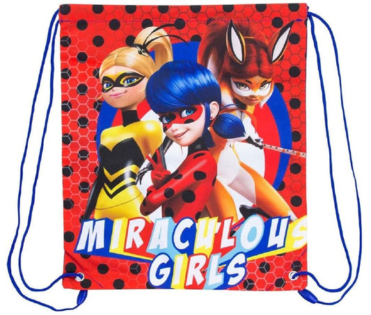 Miraculous Ladybug & Cat Noir Drawstring School P.E. Gym Bag