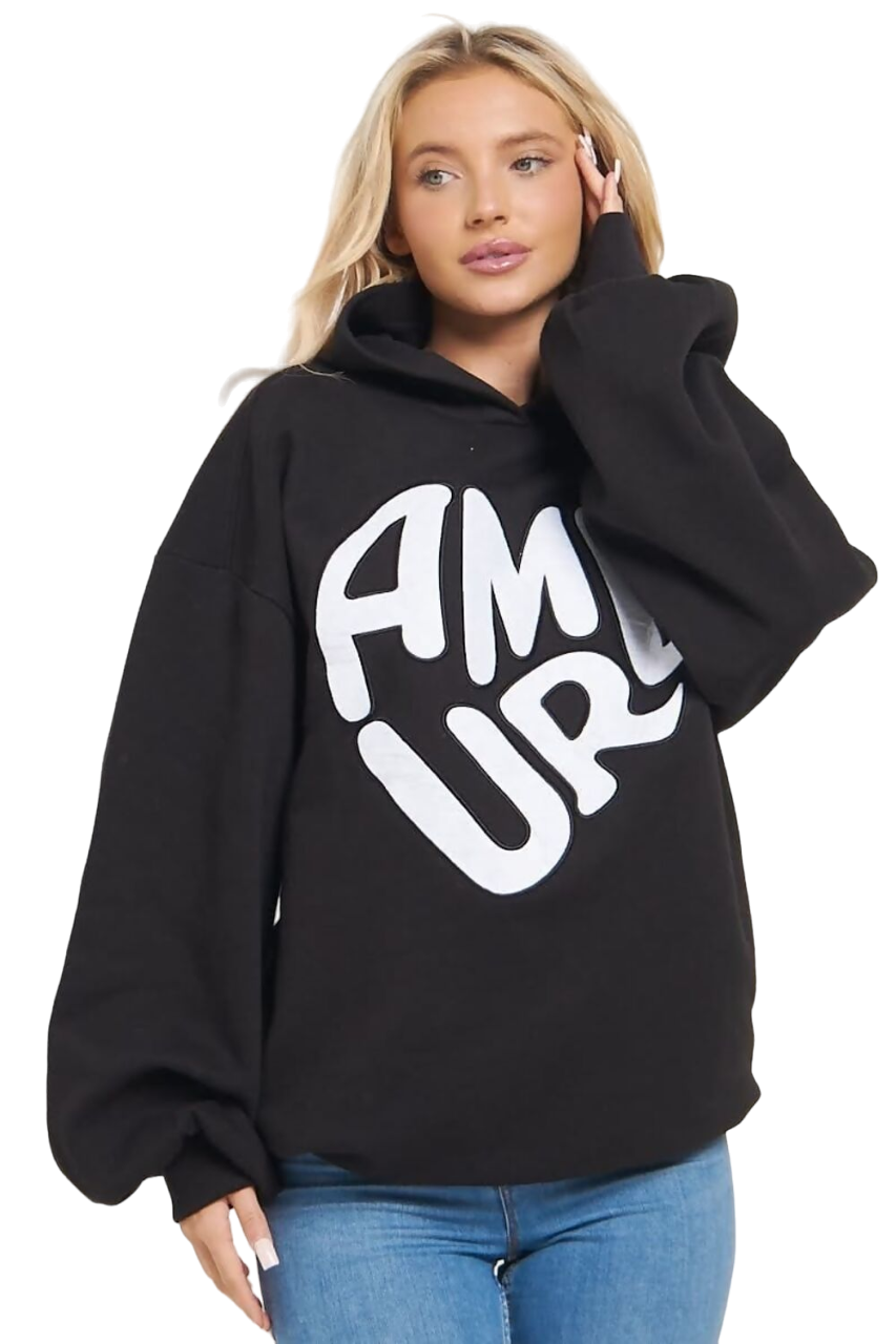 Amour Hooded Oversized Sweatshirt Hoodie
