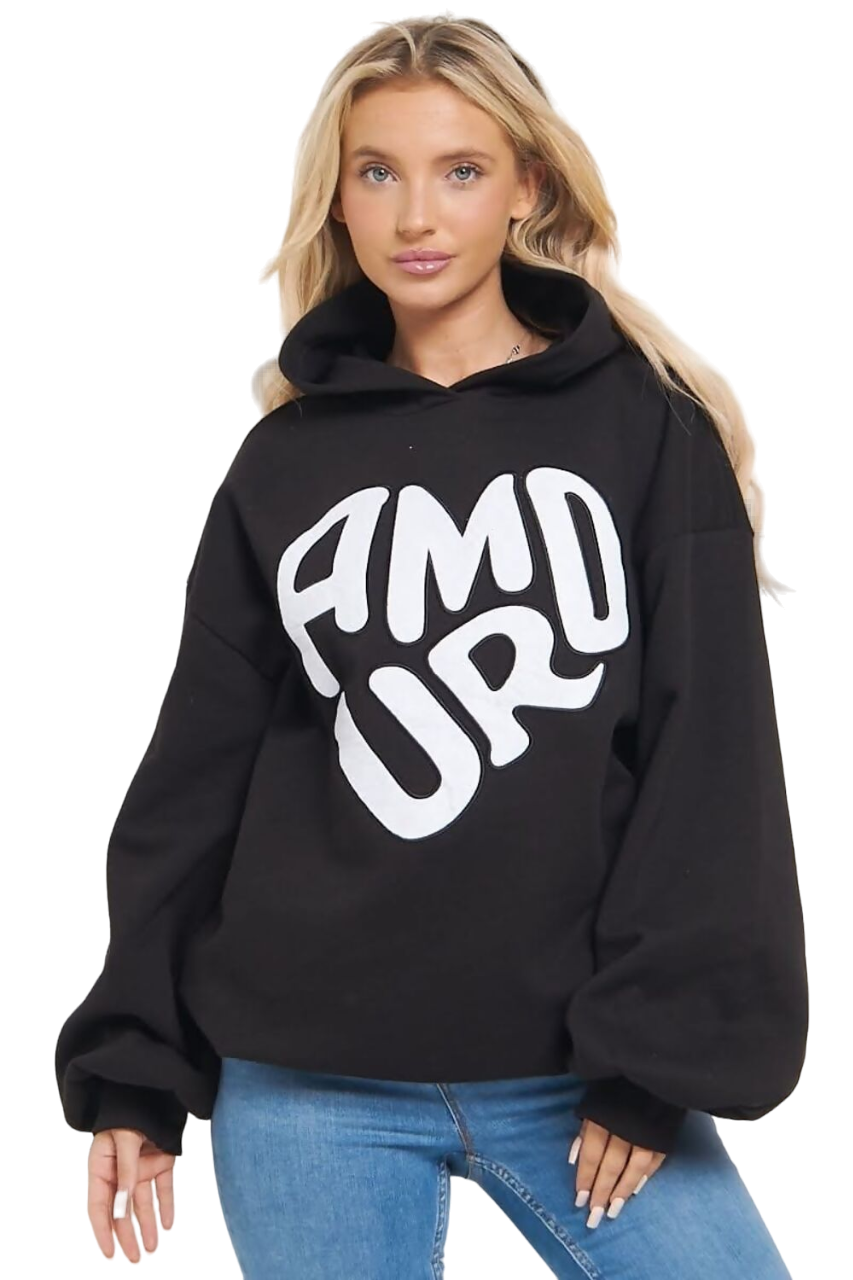 Amour Hooded Oversized Sweatshirt Hoodie
