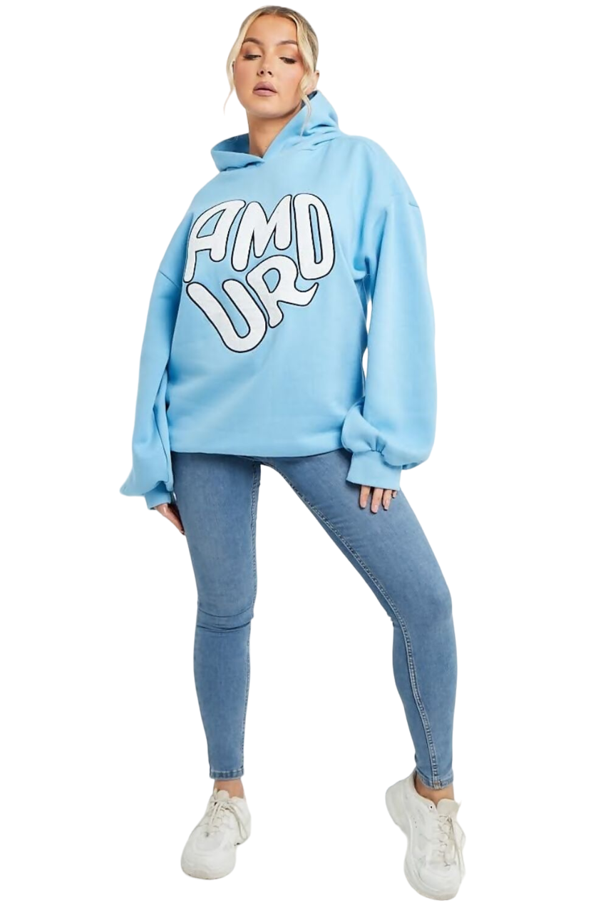 Amour Hooded Oversized Sweatshirt Hoodie