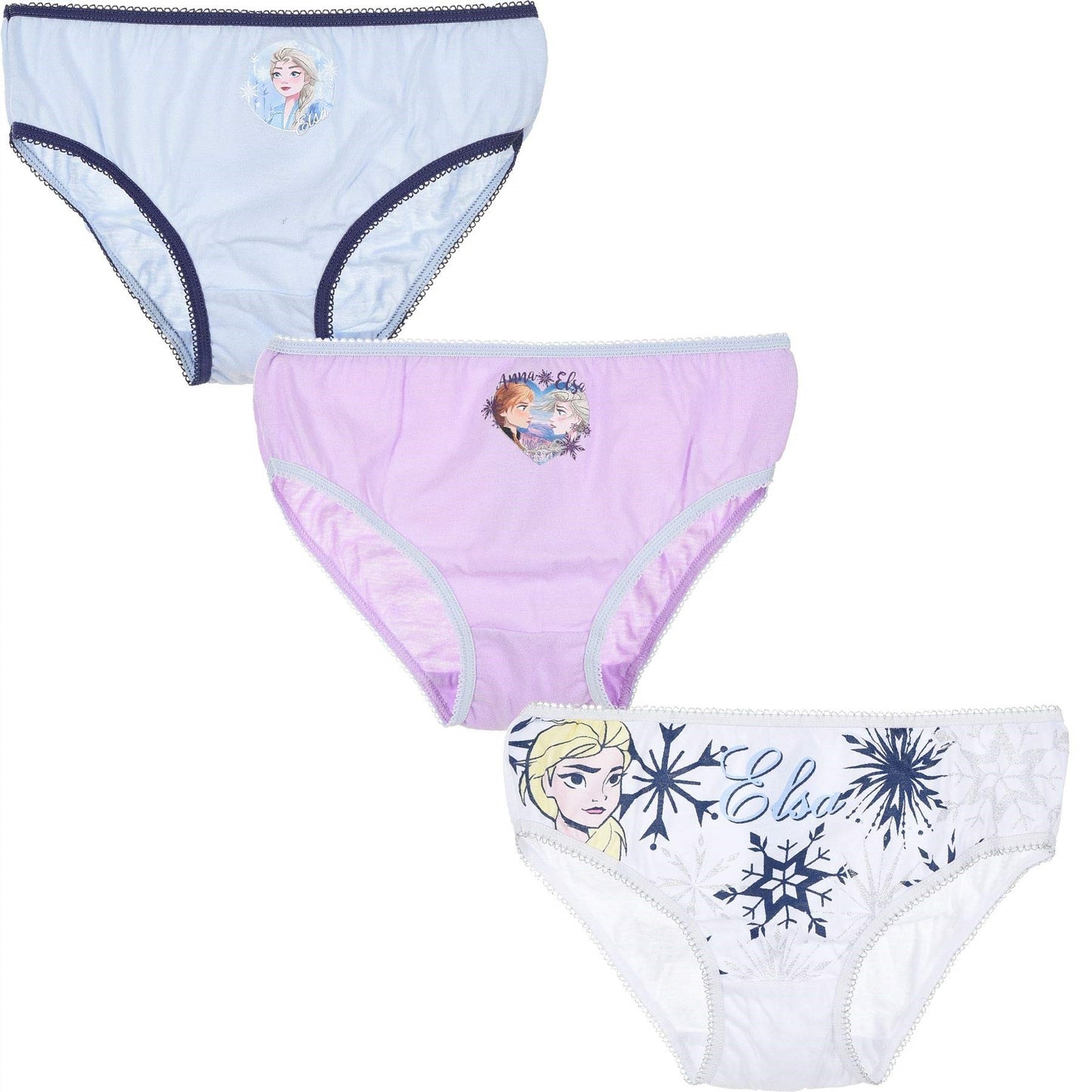 Children's Disney Frozen Elsa & Anna 3 Brief Set. Ages 2-3, 4-5 available. This Pack has 3 Different Designs And Is An Official Disney Product.