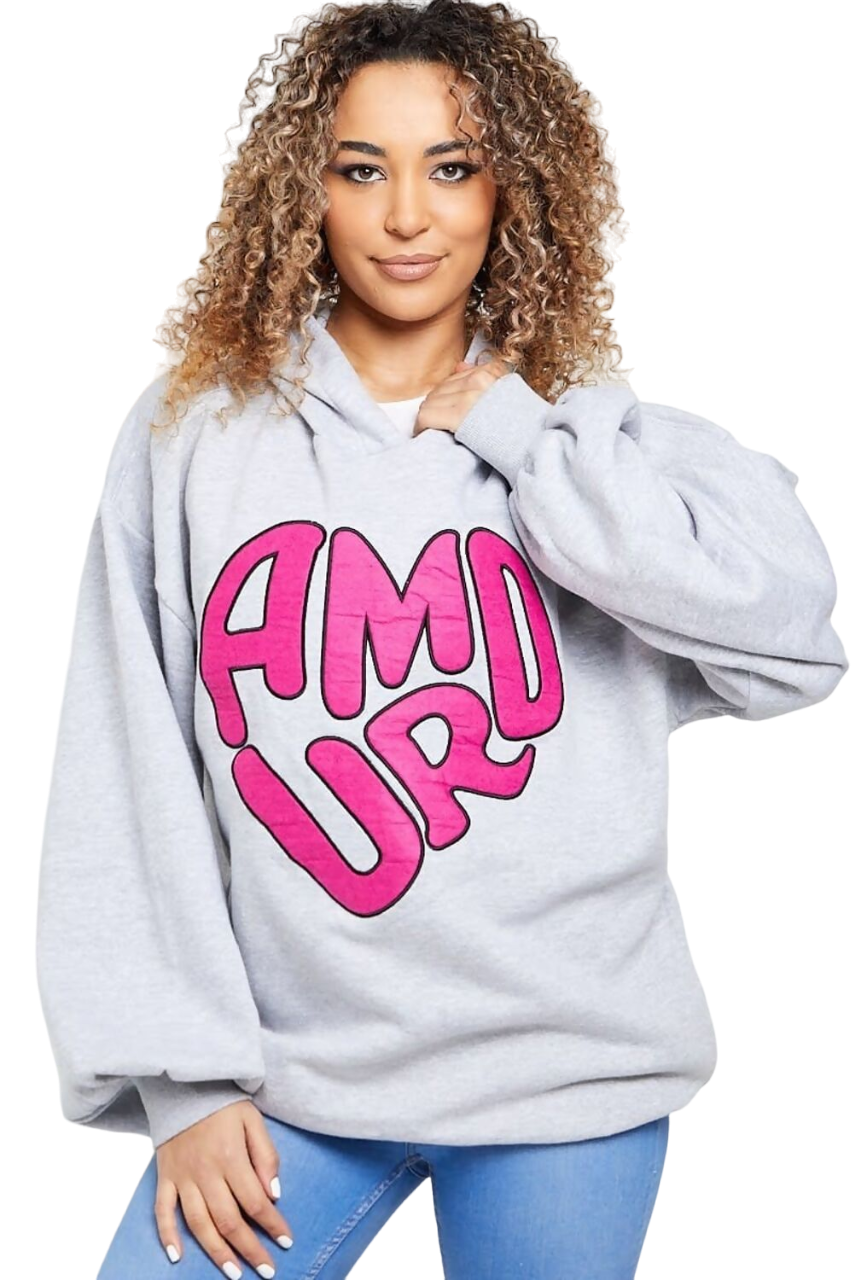 Amour Hooded Oversized Sweatshirt Hoodie