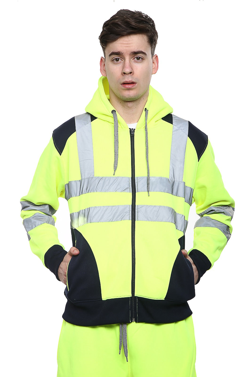 EN471 Standard Hi-Vis High-Visibility Workwear Hooded Jacket S-4XL