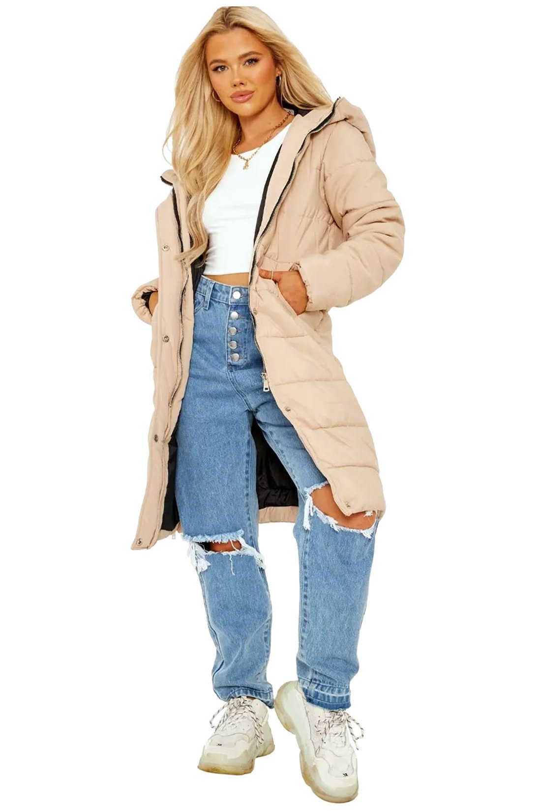 A-Line Padded Hooded Long Coat