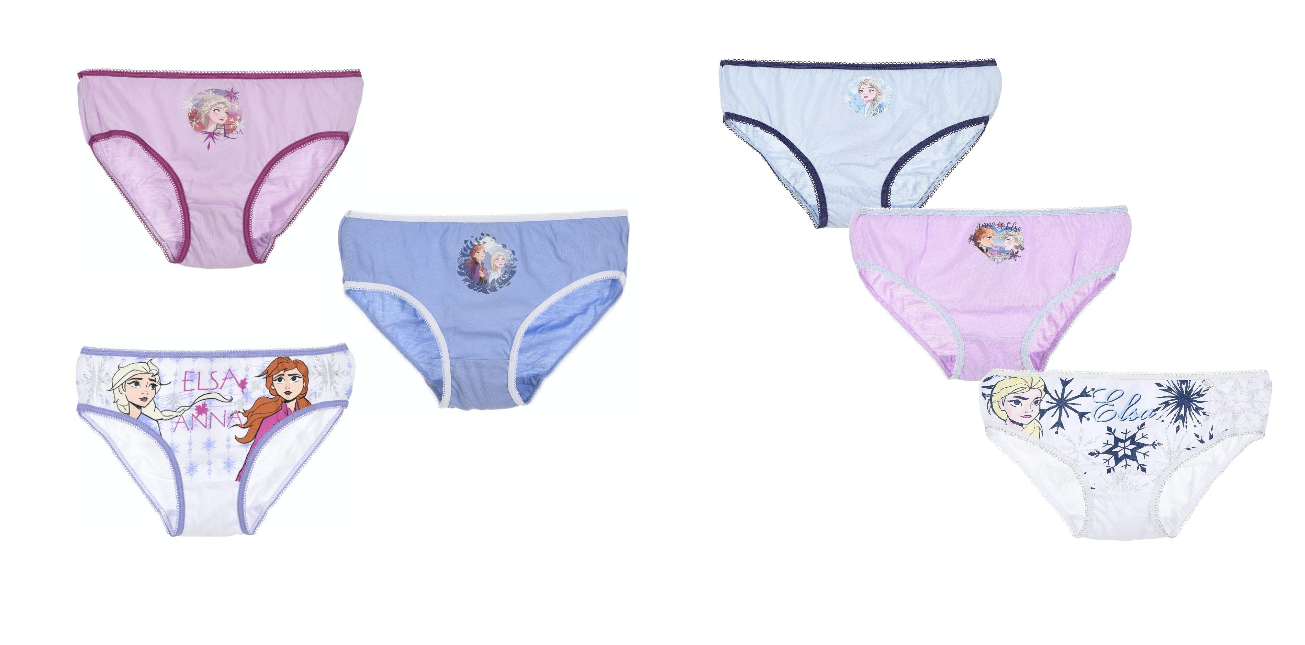 Children's Disney Frozen 3 Brief Set. 3 Different Designs In each set. Ages 2-3, 4-5.