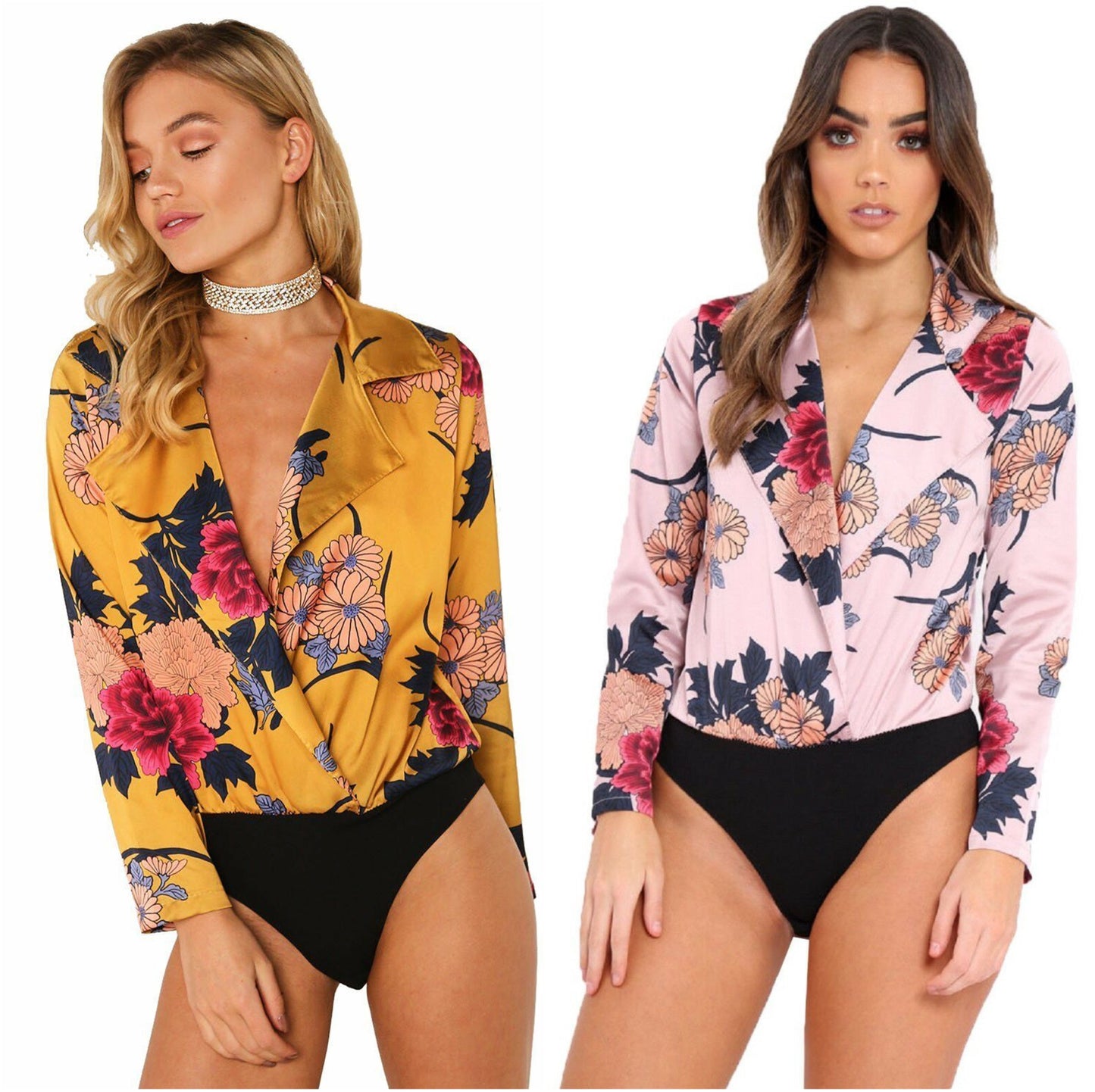Plunge Neck Satin Bodysuit