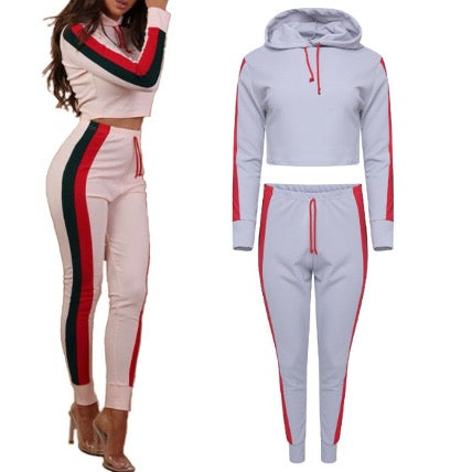 Stripe Cropped Loungewear Set