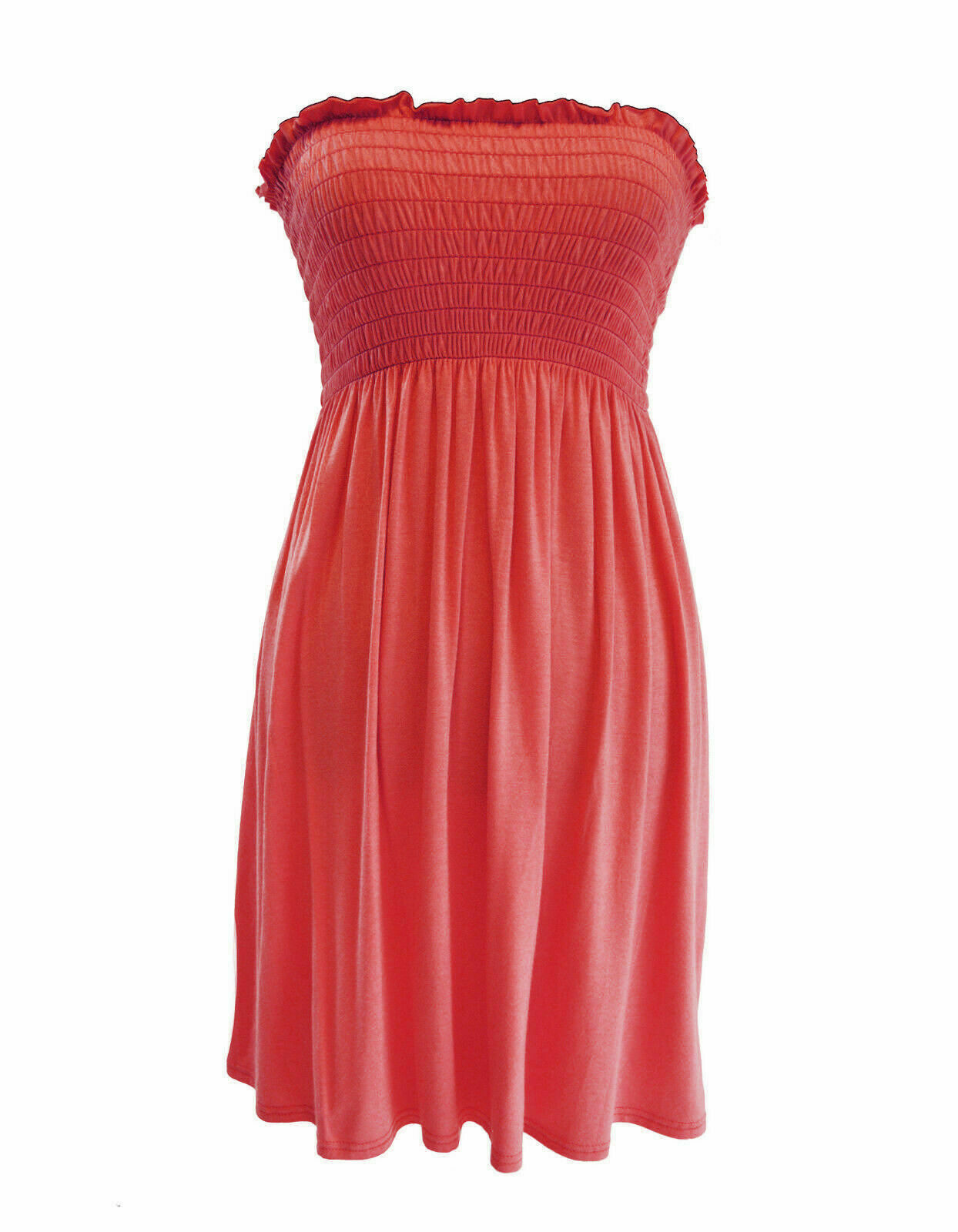 Ladies Plain Coral Boob Tube Short Style Dress.
