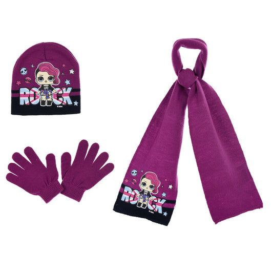 L.O.L Surprise Dolls Hat Glove & Scarf Set