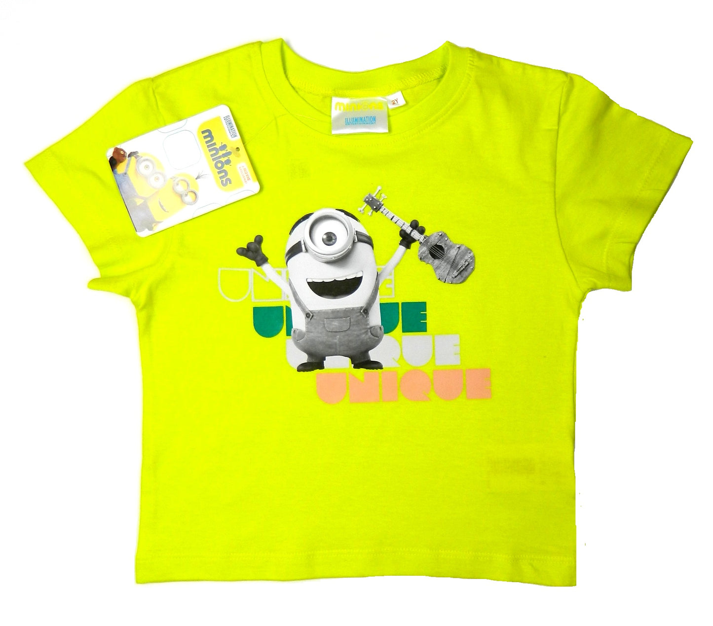 Children's Neon Green Short Sleeve Minion T-Shirt. Age 2 To 8