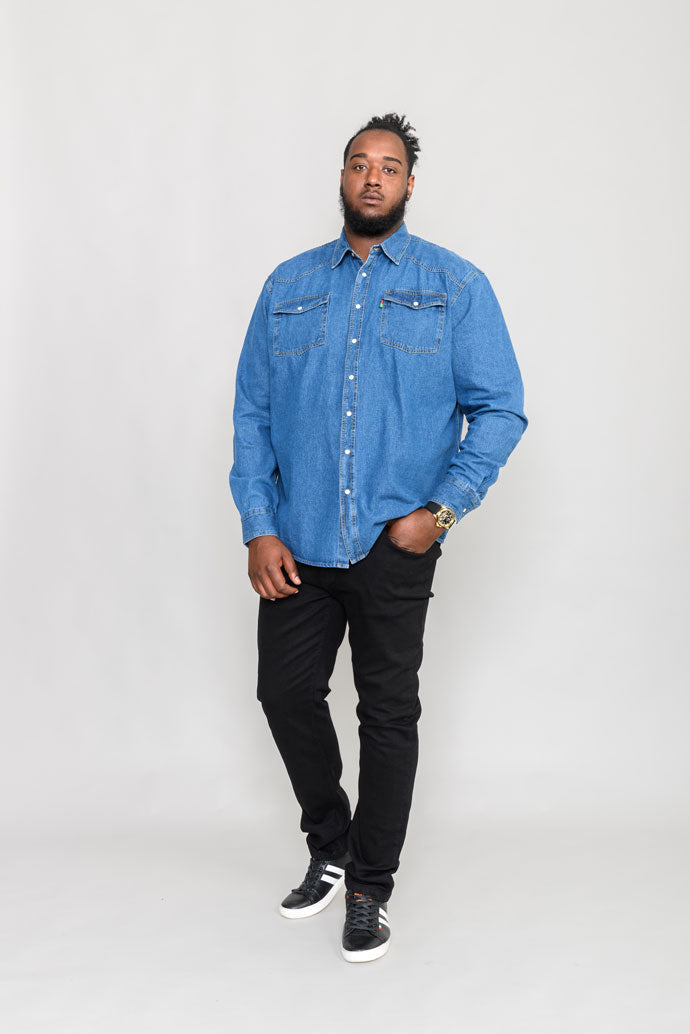 Duke D555 Blue Denim Long Sleeve Shirt Plus Size