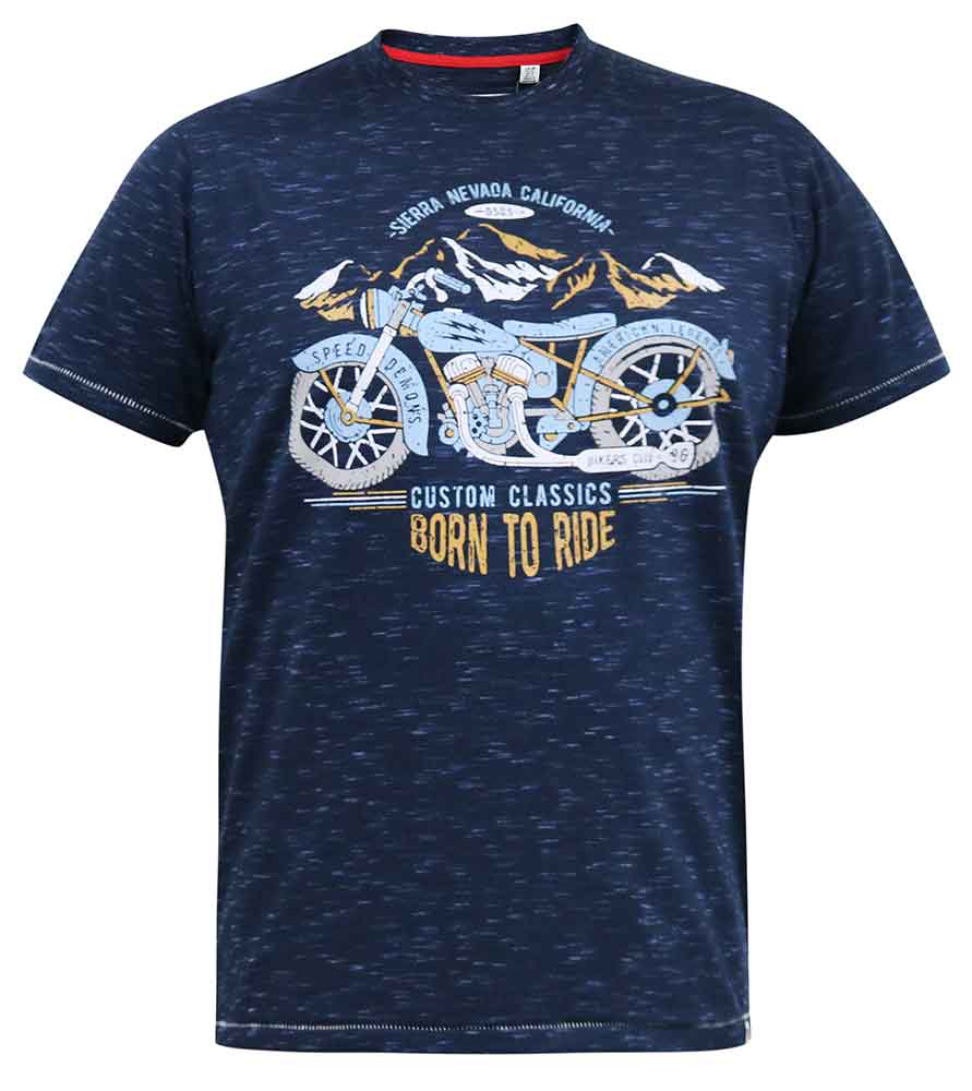 D555 Duke Navy Motorbike Short Sleeve Graphic T-shirt