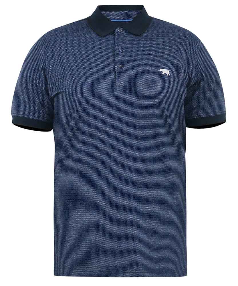 D555 Duke Navy Short Sleeve Jersey Jacquard Polo Shirt Plus Size