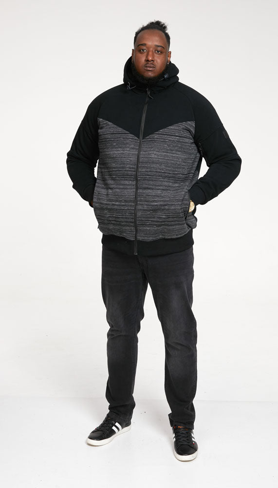 D555 Duke Men's Black Full Zip Hoodie Sweatshirt With Sherpa Lining Plus Size S-8XL